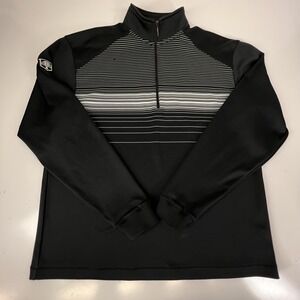 Straight Down Pullover Mens‎ Medium Stripe Quarter Zip Golf Athletic Sweater